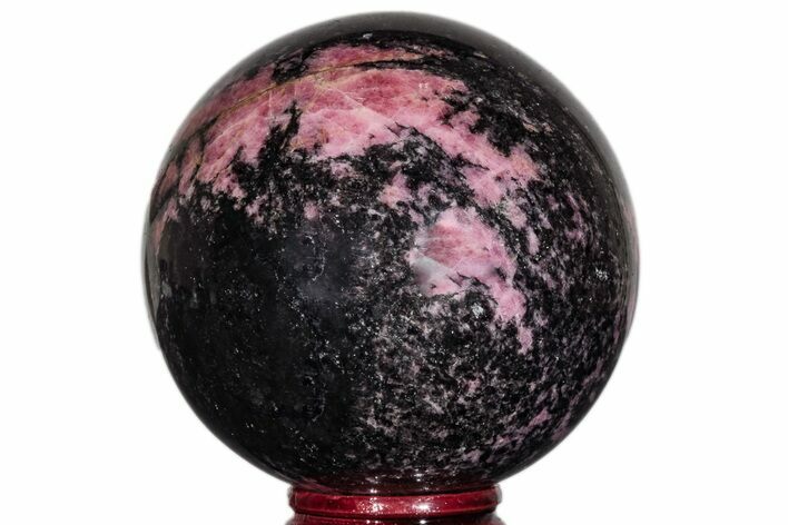 Polished Rhodonite with Manganese Oxide Sphere #218893